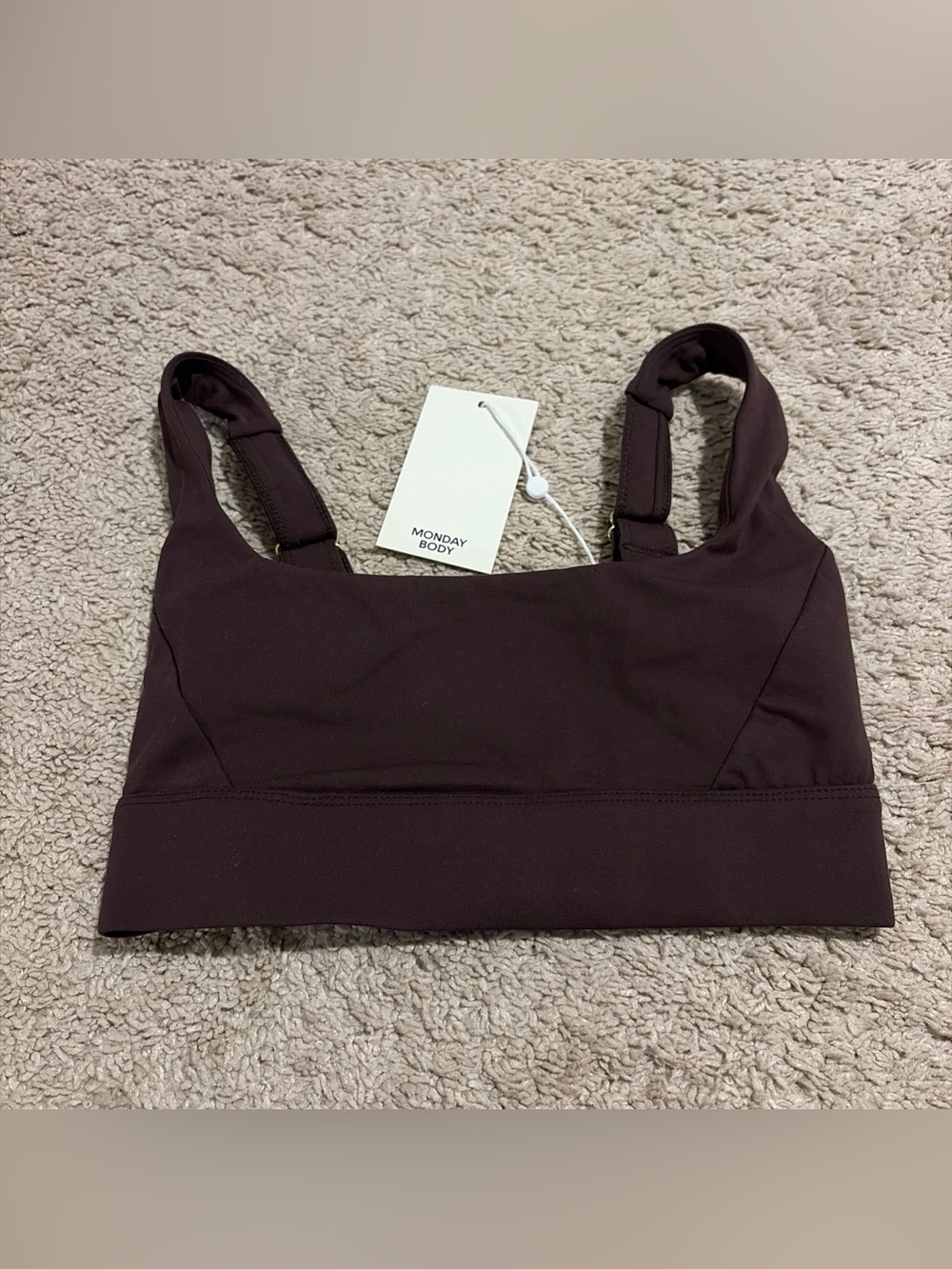 NWT Monday Swim Body Espresso Brown Devin Sports Bra Sz Petite P
